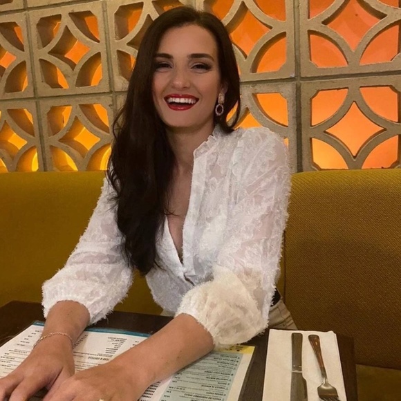 White Casual Textured Shirt Button Up Down Floral - Picture 13 of 16